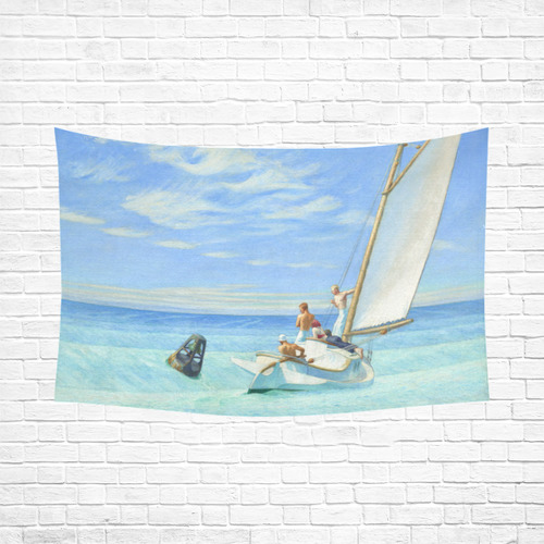 Edward Hopper Ground Swell Sail Boat Ocean Cotton Linen Wall Tapestry 90"x 60"
