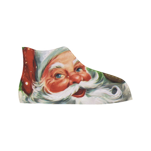 A cute Santa Claus Face - Christmas Aquila High Top Microfiber Leather Women's Shoes/Large Size (Model 032)
