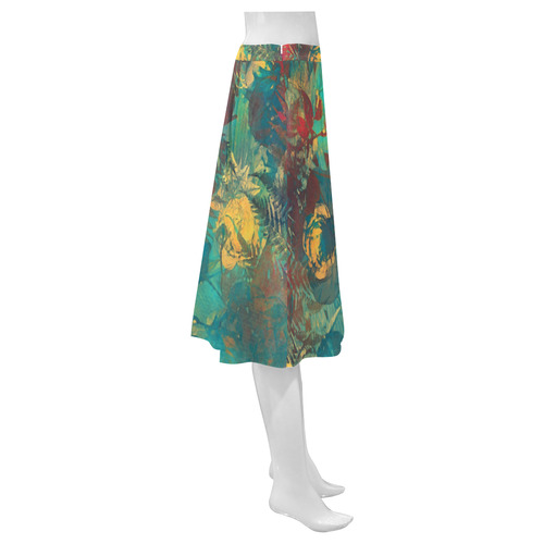 flowers Mnemosyne Women's Crepe Skirt (Model D16)