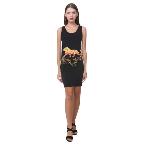 Awesome lion in gold and black Medea Vest Dress (Model D06)