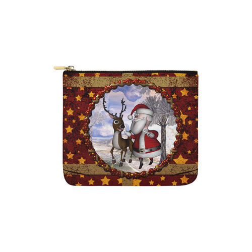 Santa Claus with reindeer, cartoon Carry-All Pouch 6''x5''