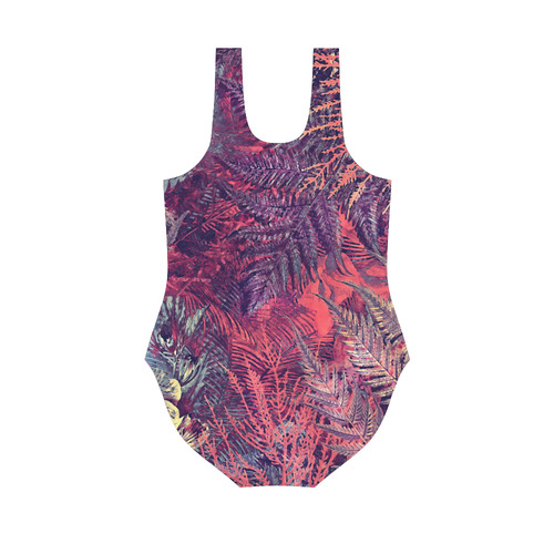 flowers Vest One Piece Swimsuit (Model S04)