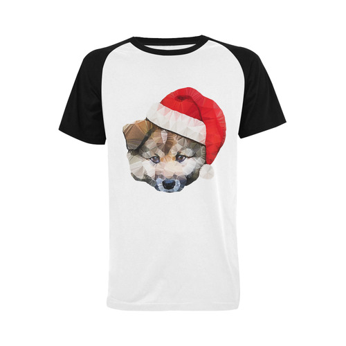 christmas santa dog Men's Raglan T-shirt (USA Size) (Model T11)