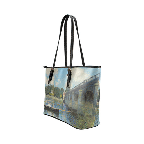 Claude Monet Bridge at Argenteuil Leather Tote Bag/Small (Model 1651)