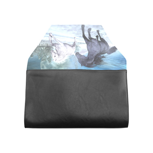 Two horses galloping through a winter landscape Clutch Bag (Model 1630)