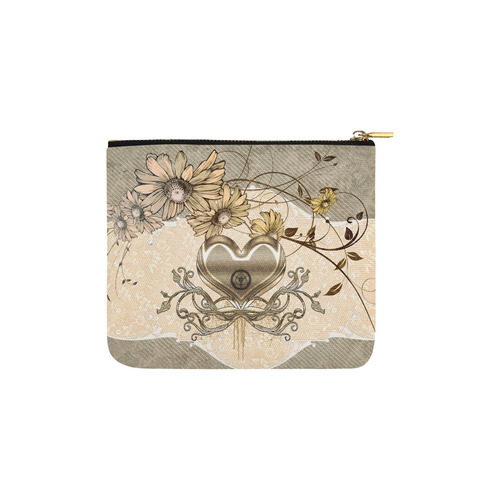 Wunderful heart with flowers Carry-All Pouch 6''x5''