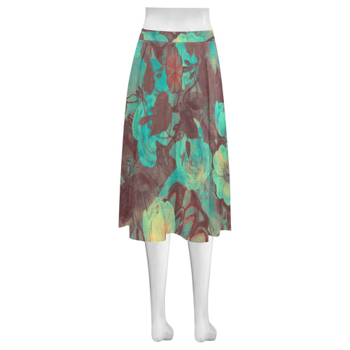 flowers Mnemosyne Women's Crepe Skirt (Model D16)