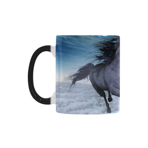 Two horses galloping through a winter landscape Custom Morphing Mug