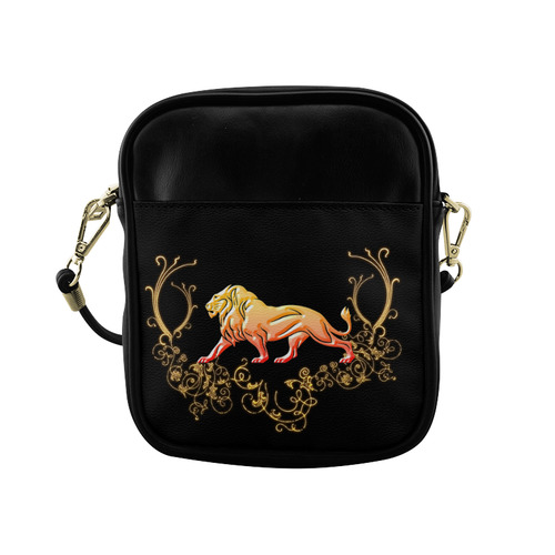 Awesome lion in gold and black Sling Bag (Model 1627)