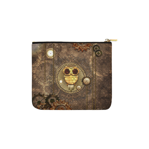 Steampunk, wonderful owl,clocks and gears Carry-All Pouch 6''x5''