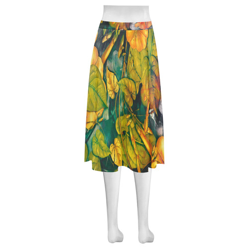 flowers Mnemosyne Women's Crepe Skirt (Model D16)