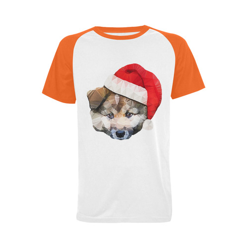 christmas santa dog Men's Raglan T-shirt Big Size (USA Size) (Model T11)