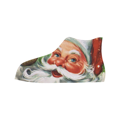 A cute Santa Claus Face - Christmas Aquila High Top Microfiber Leather Men's Shoes/Large Size (Model 032)