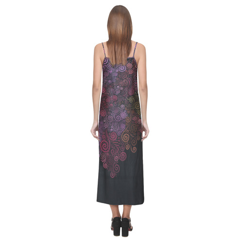 Psychedelic 3D Rose Abstract V-Neck Open Fork Long Dress(Model D18)