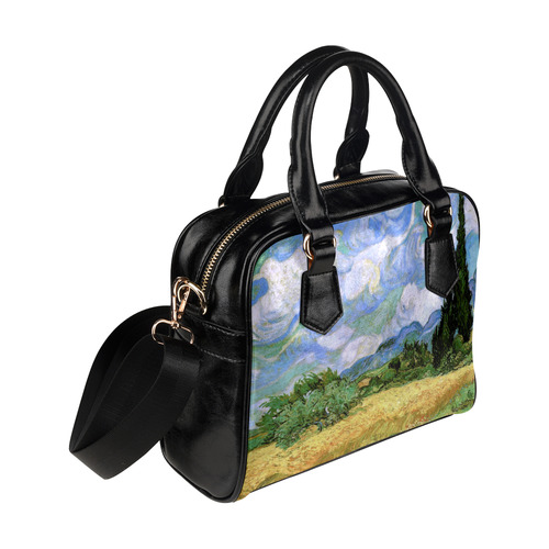 Van Gogh Wheat Field Cypresses Nature Landscape Shoulder Handbag (Model 1634)