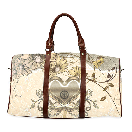 Wunderful heart with flowers Waterproof Travel Bag/Small (Model 1639)