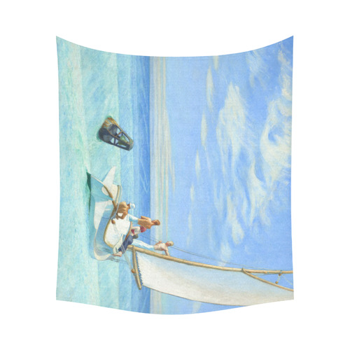 Edward Hopper Ground Swell Sail Boat Ocean Cotton Linen Wall Tapestry 60"x 51"