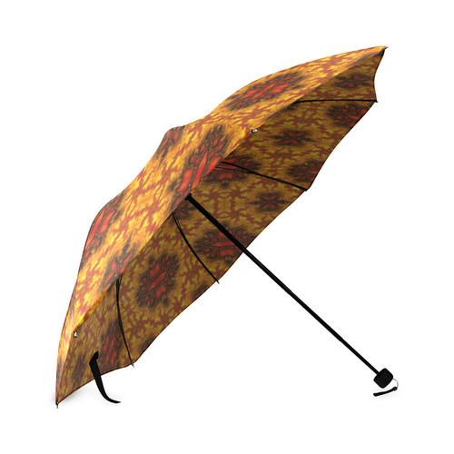 Yellow Orange Fractal Pattern Foldable Umbrella (Model U01)
