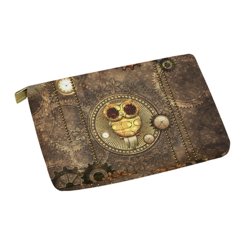 Steampunk, wonderful owl,clocks and gears Carry-All Pouch 12.5''x8.5''