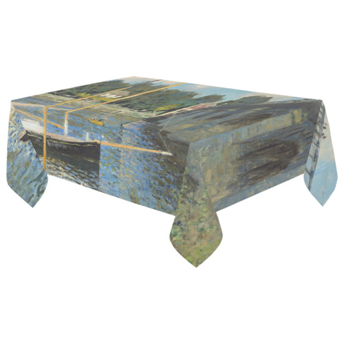 Claude Monet Bridge at Argenteuil Cotton Linen Tablecloth 60"x 104"