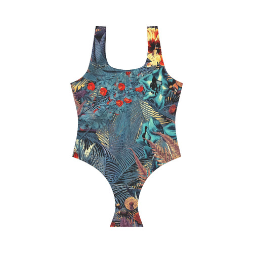 flowers Vest One Piece Swimsuit (Model S04)