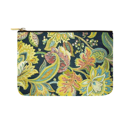 Gold Jacobean Floral Pattern Carry-All Pouch 12.5''x8.5''