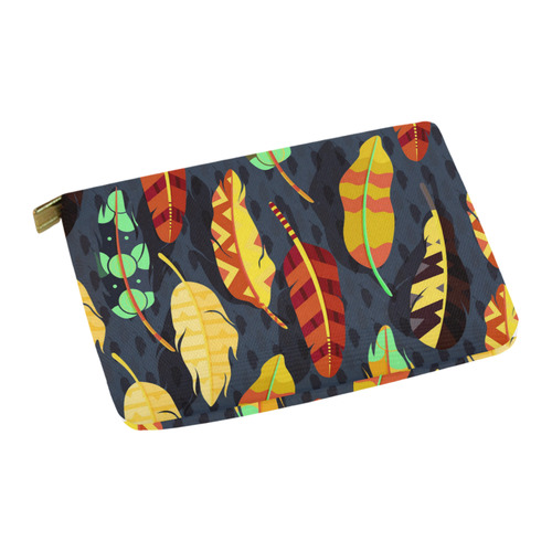 Boho Feather Nature Pattern Carry-All Pouch 12.5''x8.5''