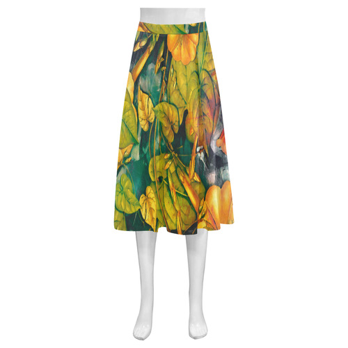 flowers Mnemosyne Women's Crepe Skirt (Model D16)