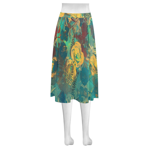 flowers Mnemosyne Women's Crepe Skirt (Model D16)