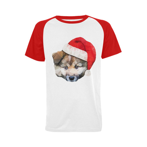 christmas santa dog Men's Raglan T-shirt (USA Size) (Model T11)