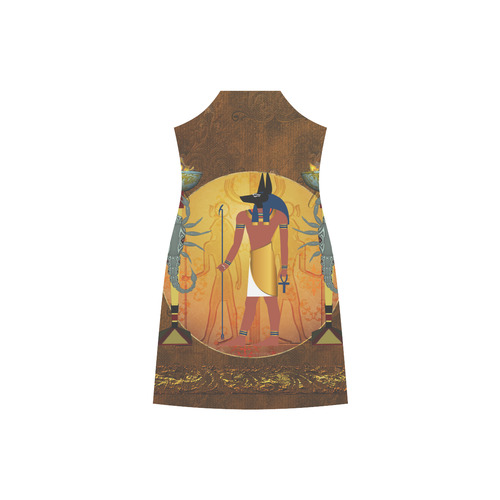 Anubis the egyptian god V-Neck Open Fork Long Dress(Model D18)