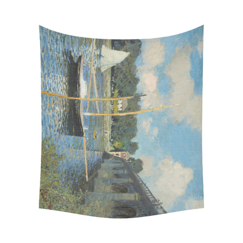 Claude Monet Bridge at Argenteuil Cotton Linen Wall Tapestry 60"x 51"