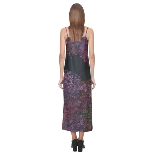 Psychedelic 3D Rose V-Neck Open Fork Long Dress(Model D18)