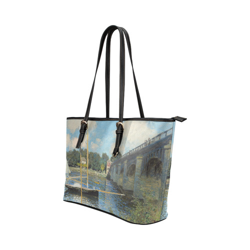 Claude Monet Bridge at Argenteuil Leather Tote Bag/Large (Model 1651)