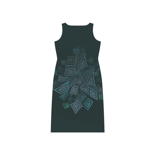 3D Psychedelic Abstract Square Explosion Phaedra Sleeveless Open Fork Long Dress (Model D08)