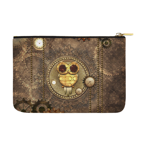 Steampunk, wonderful owl,clocks and gears Carry-All Pouch 12.5''x8.5''