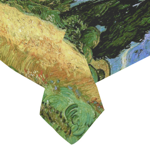 Van Gogh Wheat Field Cypresses Nature Landscape Cotton Linen Tablecloth 60"x 84"