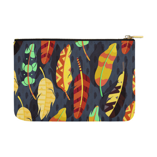 Boho Feather Nature Pattern Carry-All Pouch 12.5''x8.5''