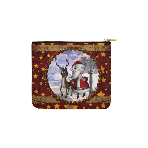 Santa Claus with reindeer, cartoon Carry-All Pouch 6''x5''