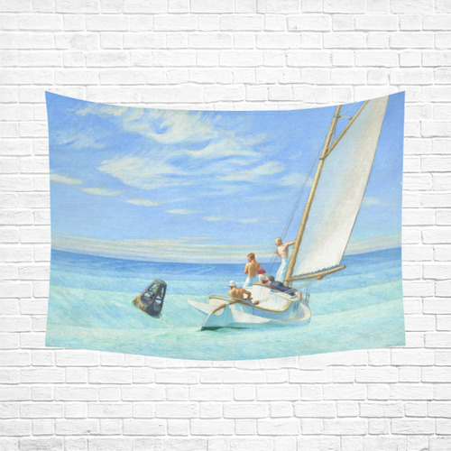 Edward Hopper Ground Swell Sail Boat Ocean Cotton Linen Wall Tapestry 80"x 60"