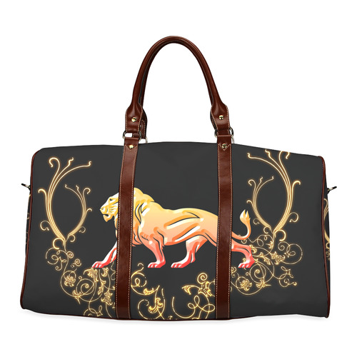 Awesome lion in gold and black Waterproof Travel Bag/Large (Model 1639)