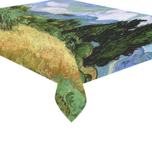 Van Gogh Wheat Field Cypresses Nature Landscape Cotton Linen Tablecloth 60"x 84"