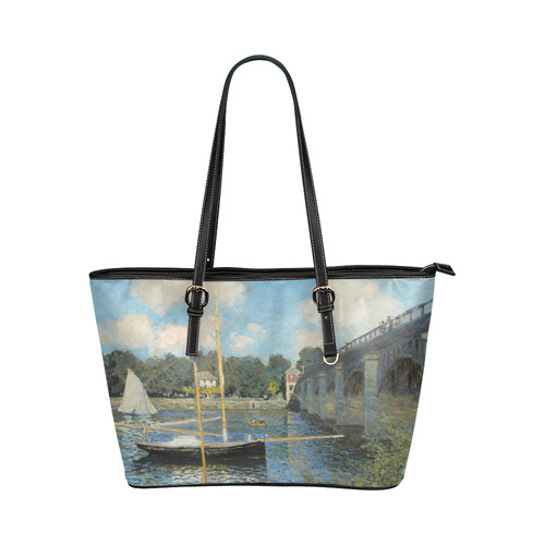 Claude Monet Bridge at Argenteuil Leather Tote Bag/Small (Model 1651)