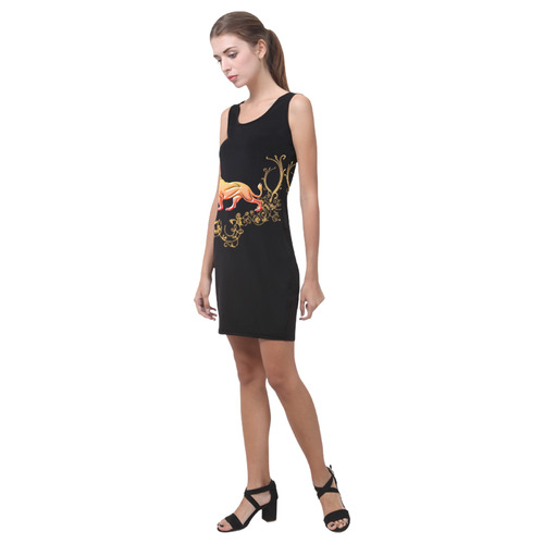 Awesome lion in gold and black Medea Vest Dress (Model D06)