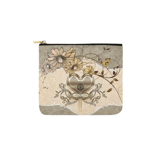 Wunderful heart with flowers Carry-All Pouch 6''x5''