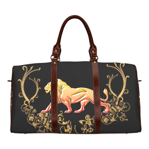 Awesome lion in gold and black Waterproof Travel Bag/Large (Model 1639)