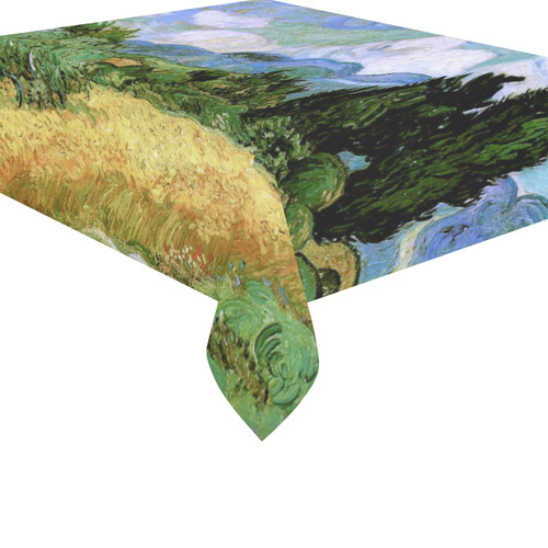 Van Gogh Wheat Field Cypresses Nature Landscape Cotton Linen Tablecloth 52"x 70"