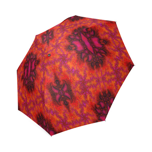 Orange Pink Fractal Pattern Foldable Umbrella (Model U01)