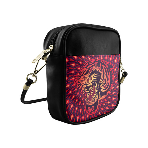 Roaring TIGER TATTOO Red Black EXPLOSION Sling Bag (Model 1627)