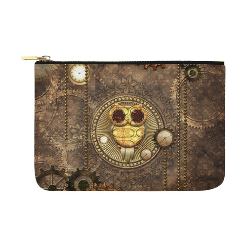 Steampunk, wonderful owl,clocks and gears Carry-All Pouch 12.5''x8.5''